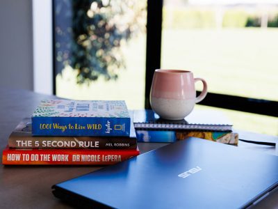 Self-help books on table